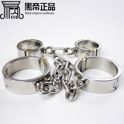 缚束铐枷-香港黑帝-天罡环 不锈钢圆锁手铐+不锈钢圆锁脚镣